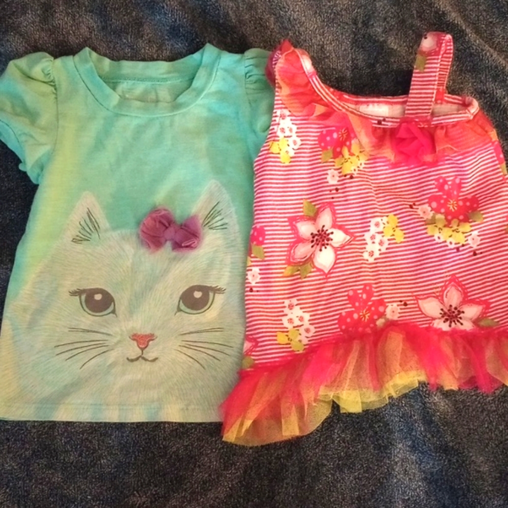 EUC 6 Piece Girls Mixed Lot Tops & Bottoms Onesies Skirts Size 24M